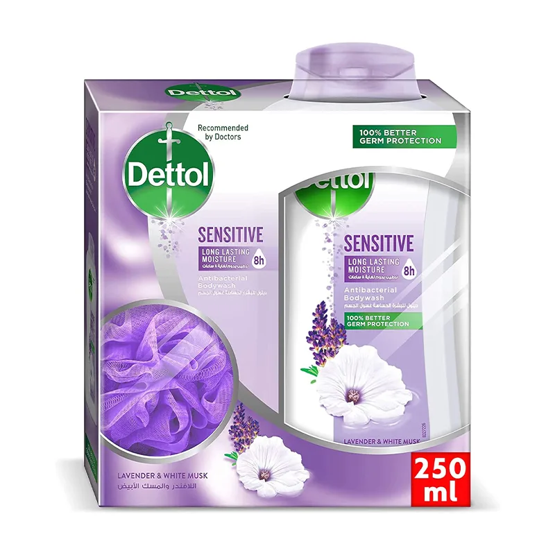 DETTOL BODY WASH SENSITIVE WITH PUFF 250ML